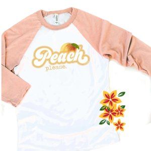 Peach & White Raglan Baseball Tee "Peach Please"